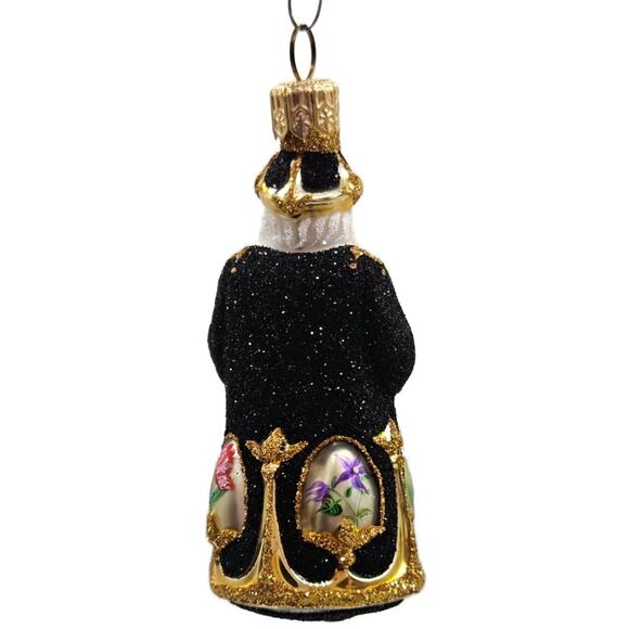 Patricia Breen Miniature Imperial Santa Black Spring Flower Christmas Ornament - Picture 7 of 14